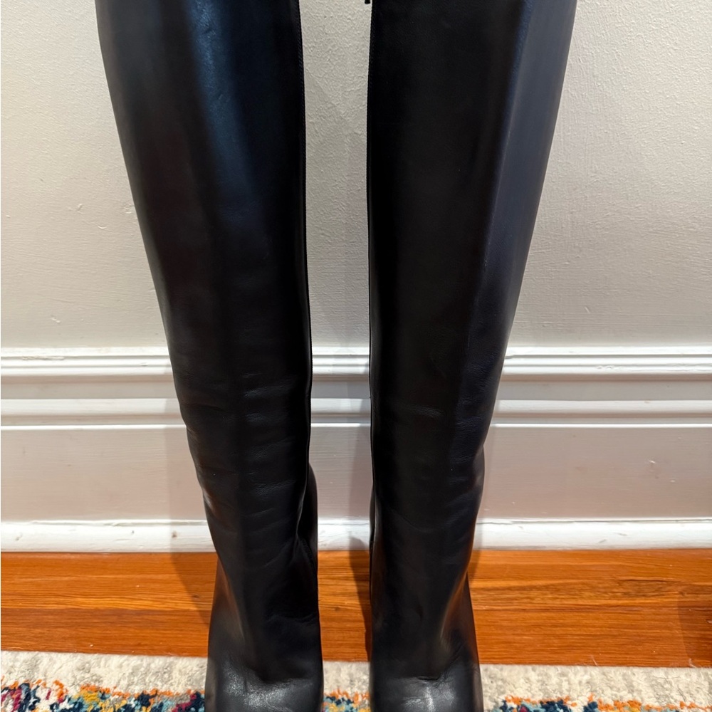 Christian Louboutin Black Heeled Boots Sleek Leather Design